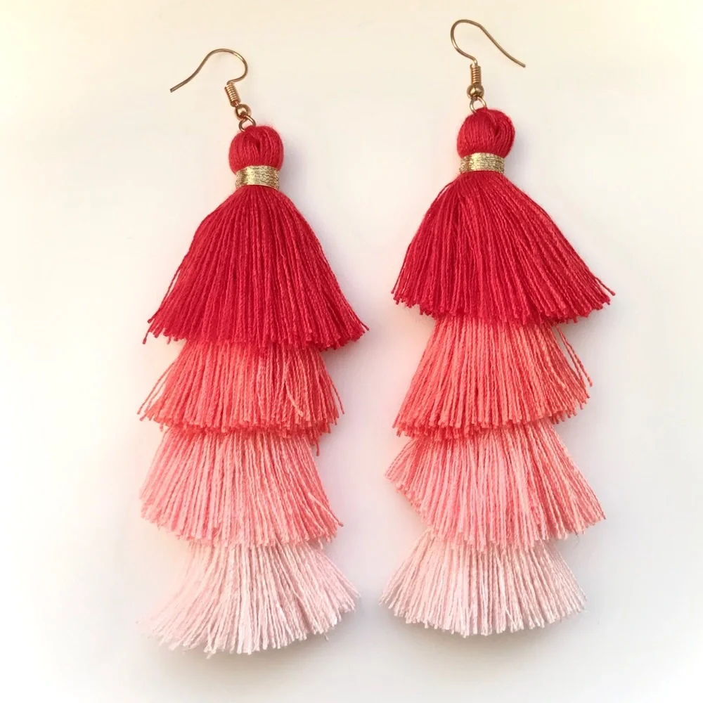 “Mi Amor” Fringe Tassel Layered Statement Earrings